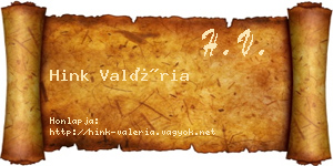 Hink Valéria névjegykártya
